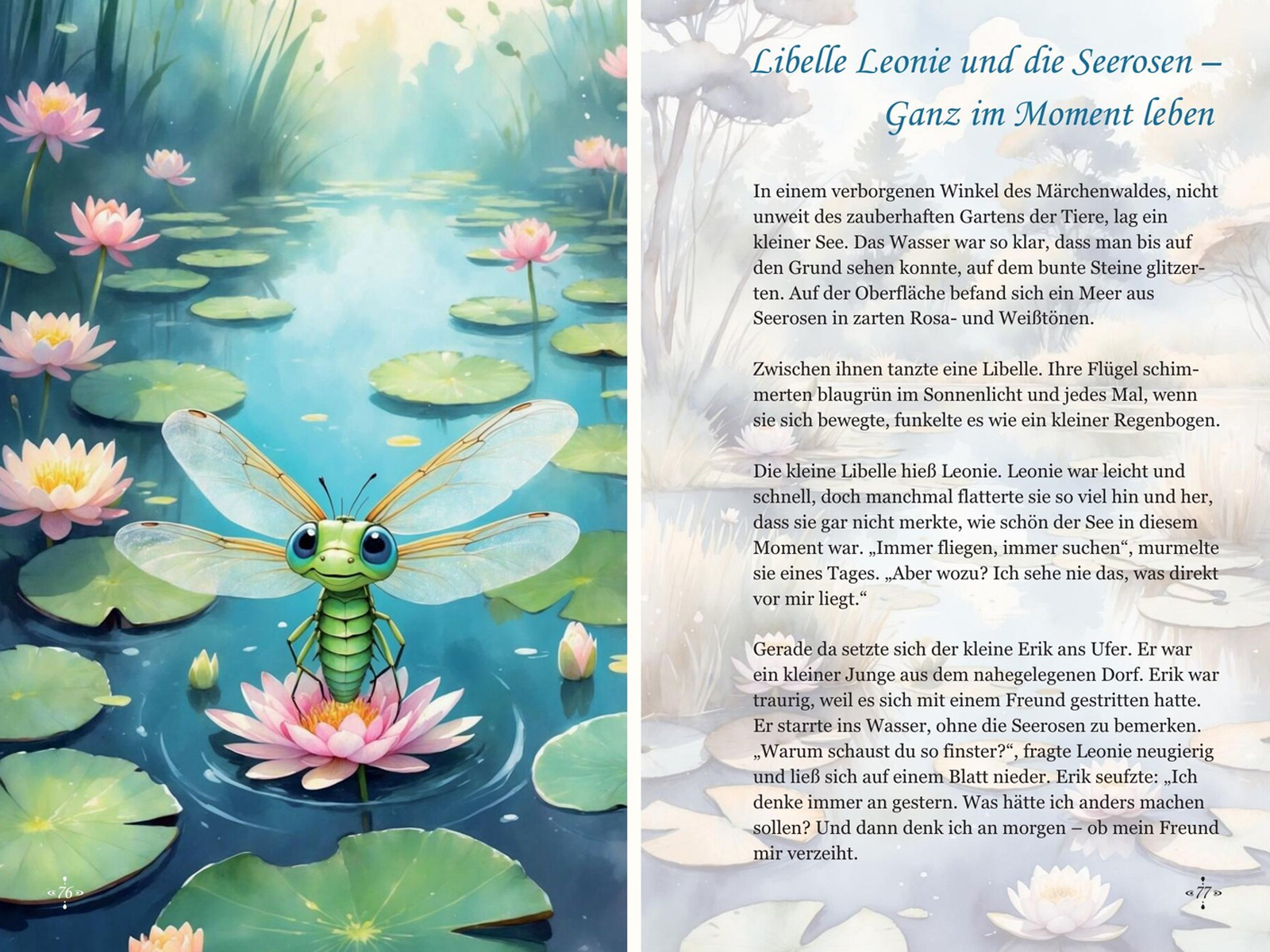 Libelle Leonie lebt im Moment in einer Achtsamkeitsgeschichte für Kinder