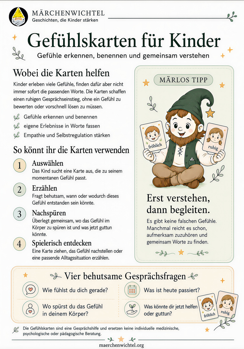 Anleitung für die Gefühlskarten für Kinder von Märchenwichtel