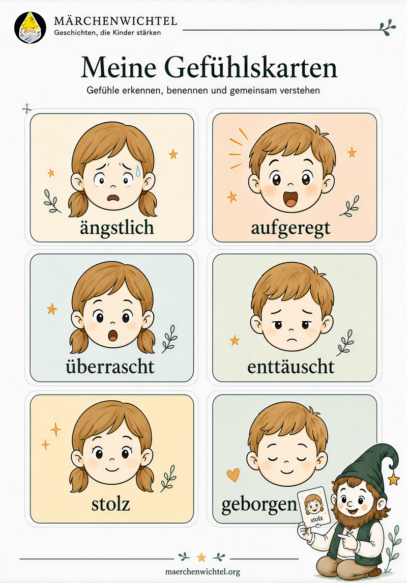 Gefühlskarten für Kinder mit zwölf unterschiedlichen Emotionen