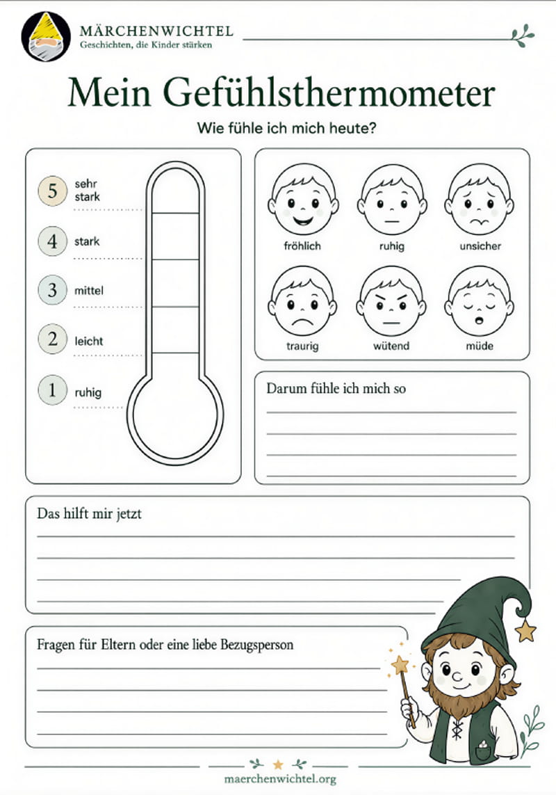 Druckerfreundliches Gefühlsthermometer für Kinder zum kostenlosen Ausdrucken