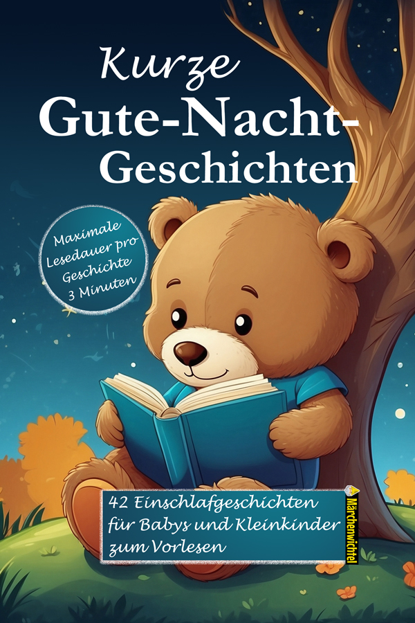 Buchcover „Kurze Gute-Nacht-Geschichten“ mit Einschlafgeschichten für Babys und Kleinkinder