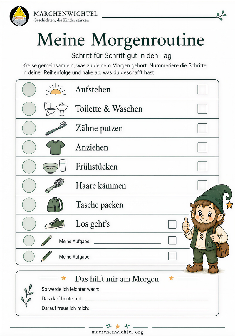 Morgenroutine für Kinder mit Bildern im kostenlosen Routineplaner