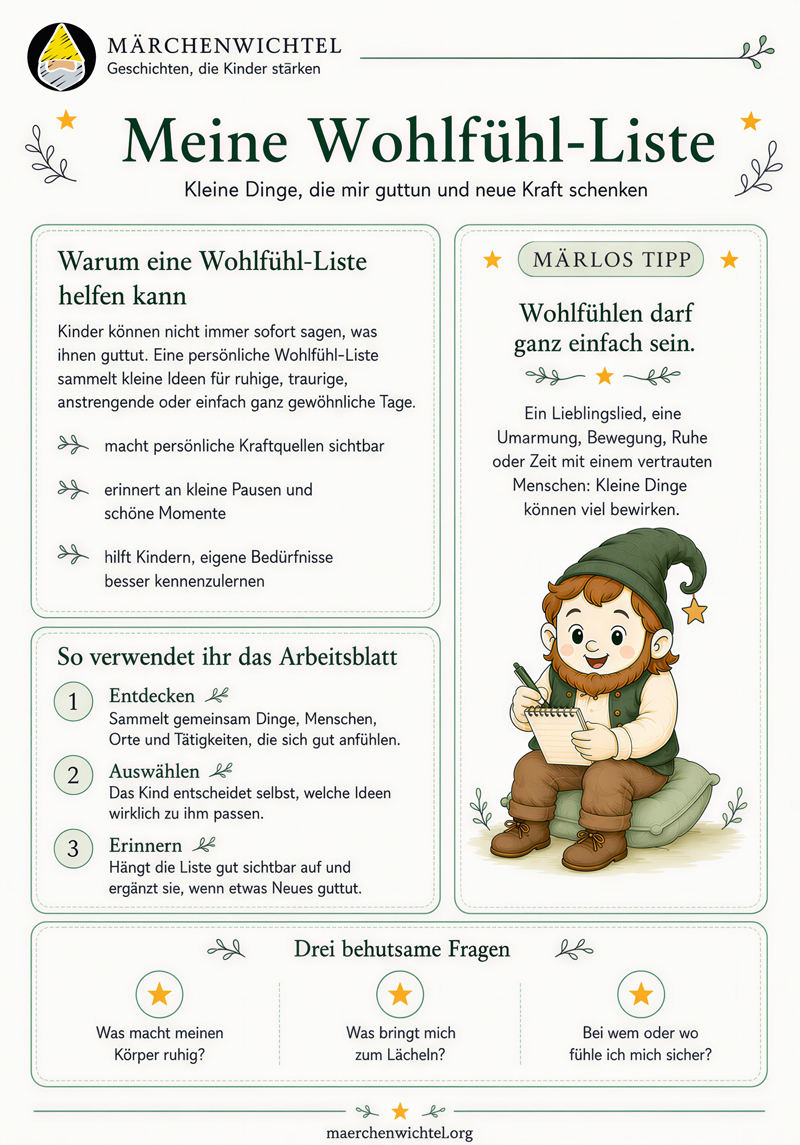 Anleitung zur kostenlosen Wohlfühl-Liste für Kinder mit Märlo