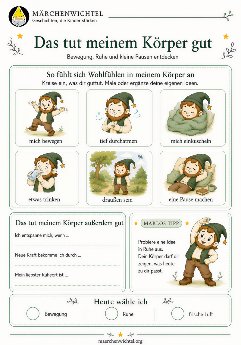 Wohlfühl-Liste für Kinder mit Körperwahrnehmung und Kraftquellen