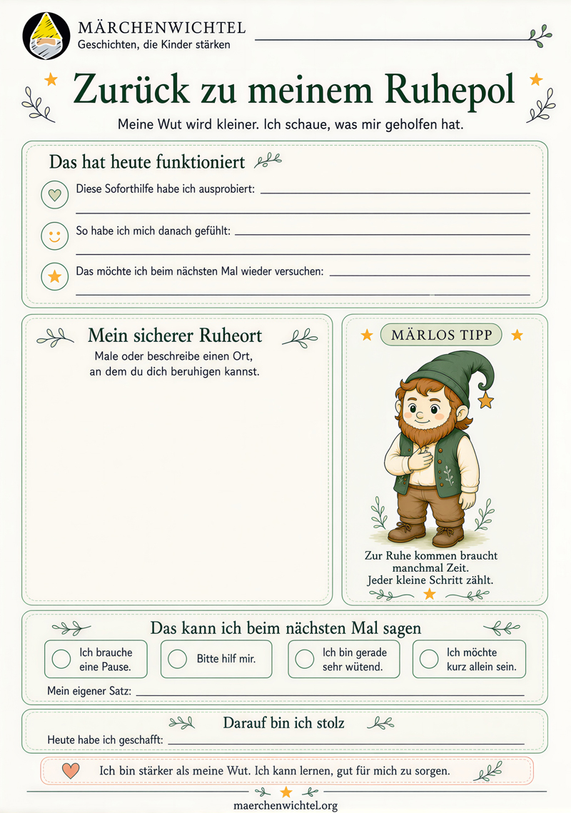 Wut-Notfallplan für Kinder mit Ruhepol und ruhigem Rückblick