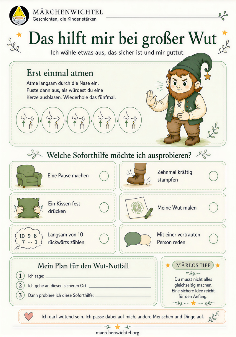 Kostenloser Wut-Notfallplan für Kinder mit sicheren Soforthilfen